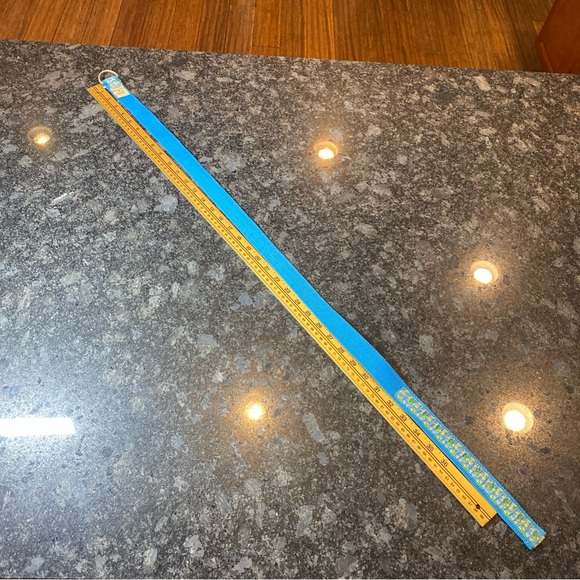 L.L. Bean D-ring Canvas Belt Floral Ribbon Cornflower Blue Silver Buckle Sz M - Picture 5 of 6